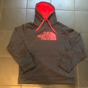 North Face Gray Red Hoodie Mens XL Excellent Shape
